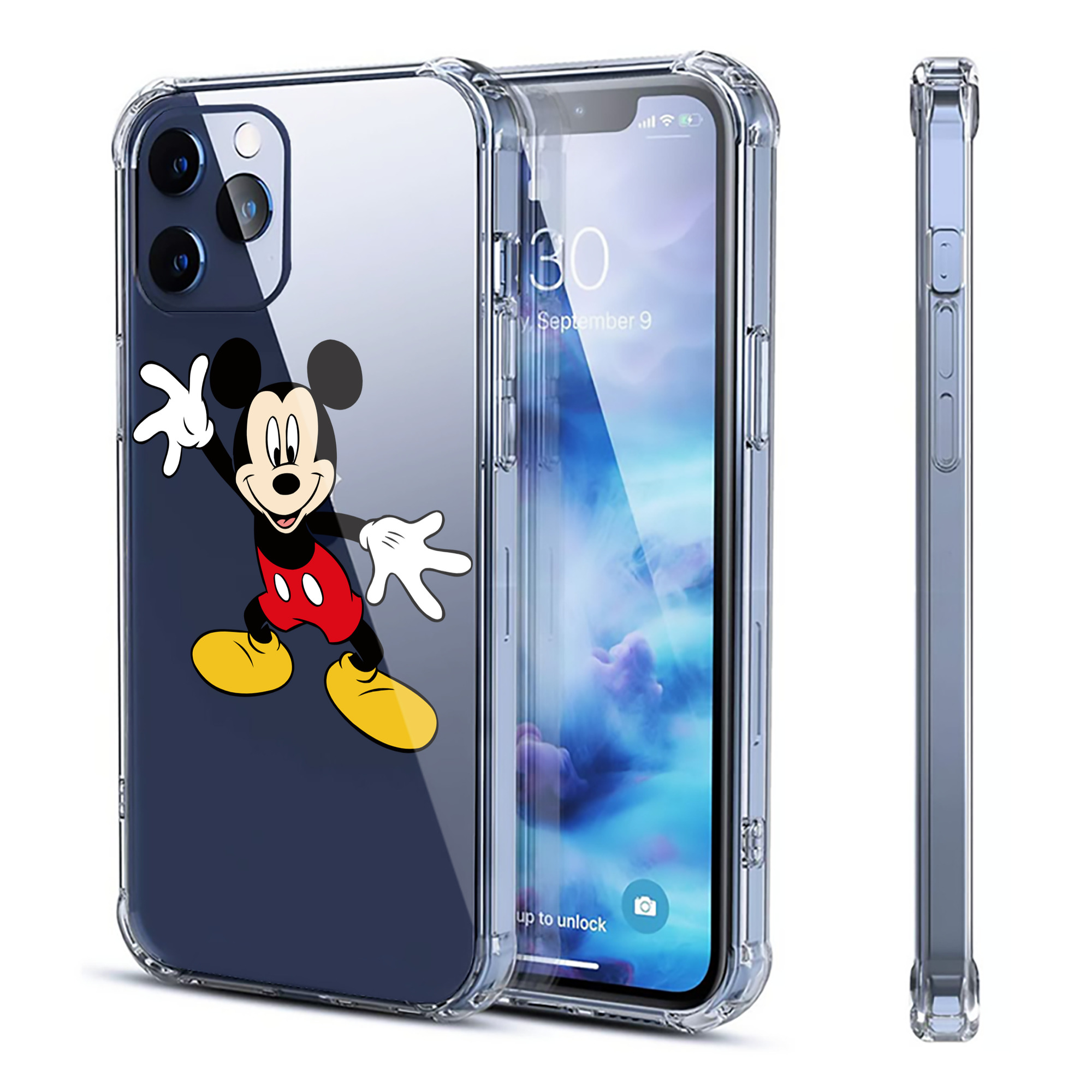 （画像用） ミッキーマウス Mickey Mouse 【iPhone 12シリーズ対応】透明スマホケース（クリアソフトケース）